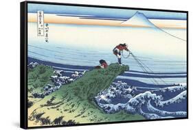 Kajikazawa in Kai Province-Katsushika Hokusai-Framed Stretched Canvas