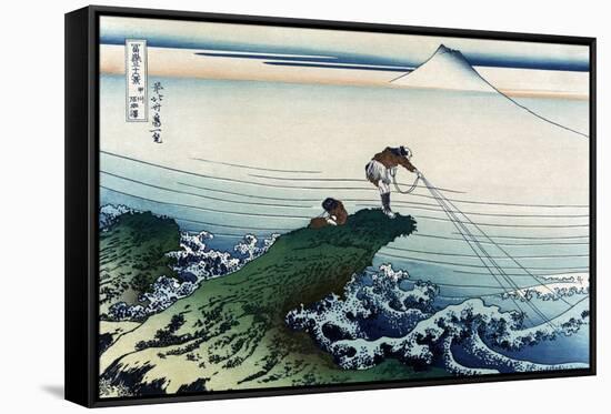 Kajikazawa in Kai Province-Katsushika Hokusai-Framed Stretched Canvas