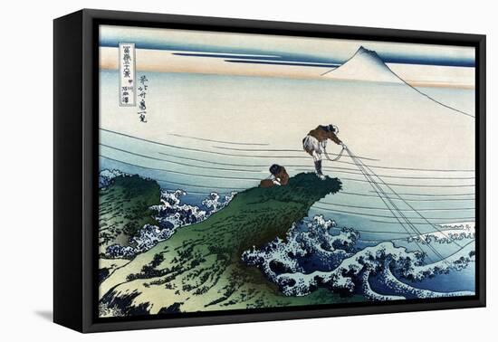 Kajikazawa in Kai Province-Katsushika Hokusai-Framed Stretched Canvas