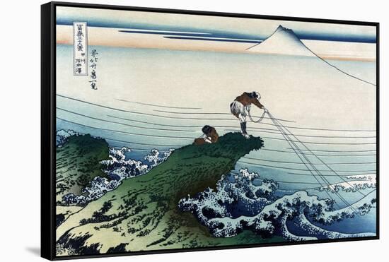 Kajikazawa in Kai Province-Katsushika Hokusai-Framed Stretched Canvas