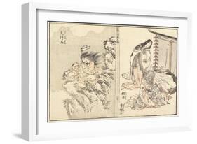 Kakinomoto Hitomaro and Tenant Mountain, 1816-Katsushika Hokusai-Framed Giclee Print