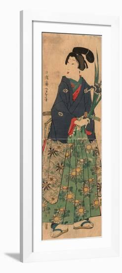 Kakitsubata O Matsu Wakashu Young Dandy Carrying Irises. Taiso-Tsukioka Yoshitoshi-Framed Premium Giclee Print