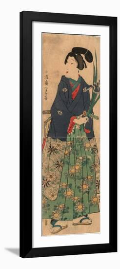 Kakitsubata O Matsu Wakashu Young Dandy Carrying Irises. Taiso-Tsukioka Yoshitoshi-Framed Premium Giclee Print