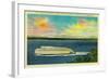 Kalakala Ferry, Puget Sound, Olympic Mountains, Seattle - Seattle, WA-Lantern Press-Framed Art Print