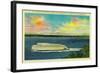 Kalakala Ferry, Puget Sound, Olympic Mountains, Seattle - Seattle, WA-Lantern Press-Framed Art Print