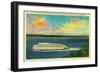 Kalakala Ferry, Puget Sound, Olympic Mountains, Seattle - Seattle, WA-Lantern Press-Framed Art Print