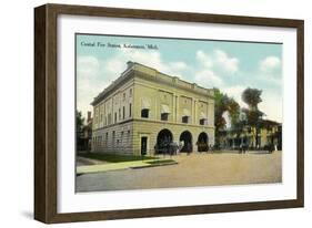 Kalamazoo, Michigan - Central Fire Station Exterior View-Lantern Press-Framed Art Print