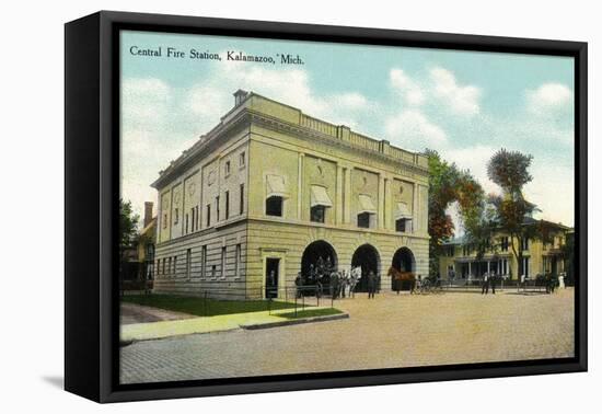 Kalamazoo, Michigan - Central Fire Station Exterior View-Lantern Press-Framed Stretched Canvas