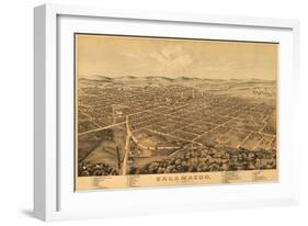 Kalamazoo, Michigan - Panoramic Map-Lantern Press-Framed Art Print