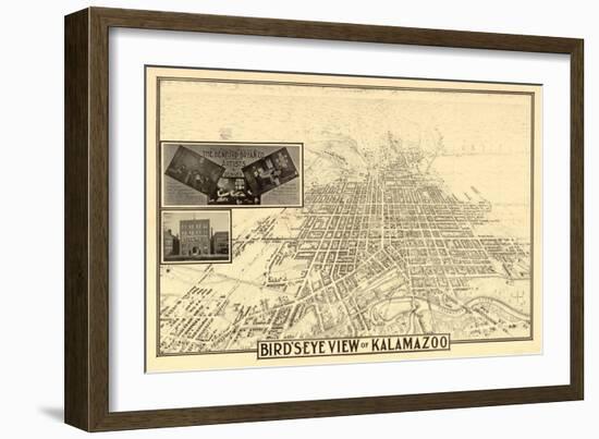 Kalamazoo, Michigan - Panoramic Map-Lantern Press-Framed Art Print