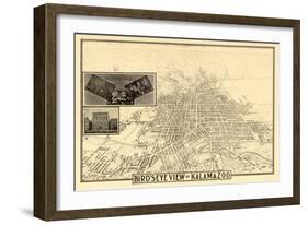 Kalamazoo, Michigan - Panoramic Map-Lantern Press-Framed Art Print