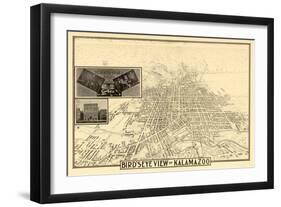 Kalamazoo, Michigan - Panoramic Map-Lantern Press-Framed Art Print