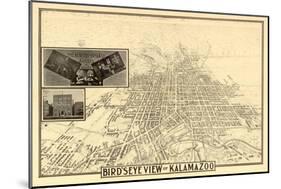 Kalamazoo, Michigan - Panoramic Map-Lantern Press-Mounted Art Print