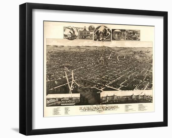 Kalamazoo, Michigan - Panoramic Map-Lantern Press-Framed Art Print