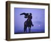 Kalanash Sarsembek with Eagle, a Hunter's Moonrise Over Steppe, Kazakhstan, Central Asia-David Beatty-Framed Photographic Print