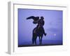 Kalanash Sarsembek with Eagle, a Hunter's Moonrise Over Steppe, Kazakhstan, Central Asia-David Beatty-Framed Photographic Print