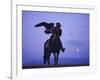 Kalanash Sarsembek with Eagle, a Hunter's Moonrise Over Steppe, Kazakhstan, Central Asia-David Beatty-Framed Photographic Print