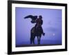 Kalanash Sarsembek with Eagle, a Hunter's Moonrise Over Steppe, Kazakhstan, Central Asia-David Beatty-Framed Photographic Print