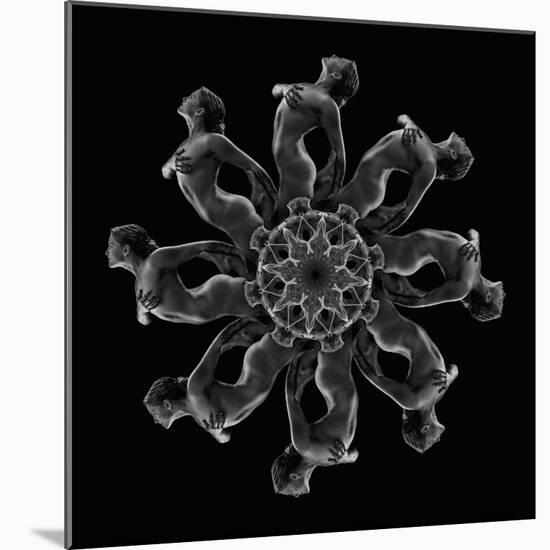 Kaleidoscope pattern of naked woman posing against black background-Panoramic Images-Mounted Photographic Print