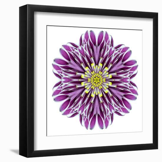 Kaleidoscopic Chrystanthemum Flower Mandala-tr3gi-Framed Art Print