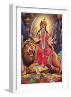 Kali Riding Lion-null-Framed Art Print