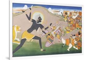 Kali Slaying Demons. Illustration to the Markanddeya Purana. Jaipur, c.1800-1820-null-Framed Giclee Print