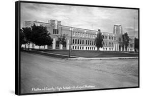 Kalispell, Montana - Flathead County High School-Lantern Press-Framed Stretched Canvas