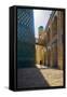 Kalta Minor minaret, Khiva. Uzbekistan, Central Asia. Woman walking near the minaret.-ClickAlps-Framed Stretched Canvas