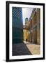 Kalta Minor minaret, Khiva. Uzbekistan, Central Asia. Woman walking near the minaret.-ClickAlps-Framed Photographic Print