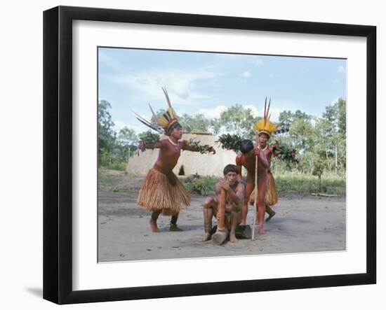 Kamayura Indian Fish Dance, Xingu, Brazil, South America-Robin Hanbury-tenison-Framed Photographic Print