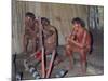 Kamayura Indians Playing Flutes Inside Hut, Xingu Area, Brazil, South America-Robin Hanbury-tenison-Mounted Photographic Print