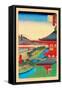 Kameido Shrine-Ando Hiroshige-Framed Stretched Canvas