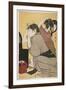 Kami-Yui, Dressing the Hair (Colour Woodblock Print)-Kitagawa Utamaro-Framed Giclee Print