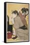 Kami-Yui, Dressing the Hair (Colour Woodblock Print)-Kitagawa Utamaro-Framed Stretched Canvas