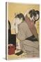 Kami-Yui, Dressing the Hair (Colour Woodblock Print)-Kitagawa Utamaro-Stretched Canvas