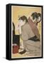 Kami-Yui, Dressing the Hair (Colour Woodblock Print)-Kitagawa Utamaro-Framed Stretched Canvas