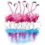 Flamingos Watercolor Painting-Kamieshkova-Framed Stretched Canvas