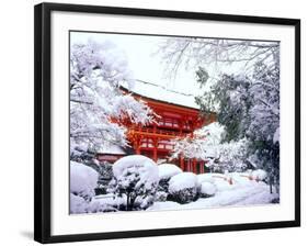 Kamigamo Shrine in Snow, Kyoto, Japan-null-Framed Photographic Print