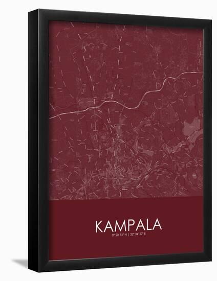 Kampala, Uganda Red Map-null-Framed Poster