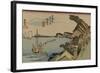 Kanagawa with Houses on the Bay of Edo-Utagawa Hiroshige-Framed Art Print