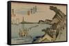 Kanagawa with Houses on the Bay of Edo-Utagawa Hiroshige-Framed Stretched Canvas