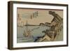 Kanagawa with Houses on the Bay of Edo-Utagawa Hiroshige-Framed Art Print