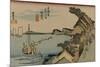 Kanagawa with Houses on the Bay of Edo-Utagawa Hiroshige-Mounted Art Print