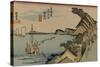 Kanagawa with Houses on the Bay of Edo-Utagawa Hiroshige-Stretched Canvas