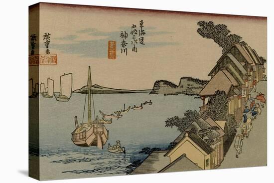 Kanagawa with Houses on the Bay of Edo-Utagawa Hiroshige-Stretched Canvas