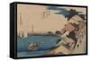 Kanagawa-Ando Hiroshige-Framed Stretched Canvas