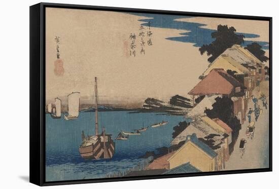 Kanagawa-Ando Hiroshige-Framed Stretched Canvas