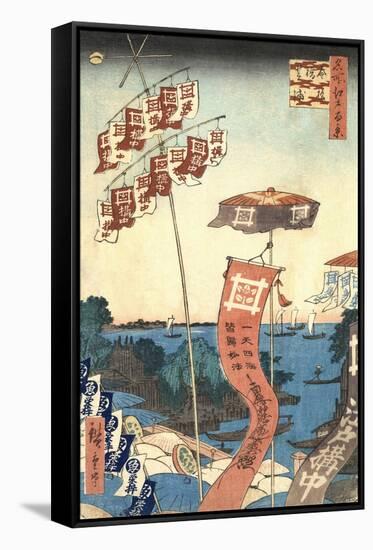 Kanasugi Bridge at Shibaura-Ando Hiroshige-Framed Stretched Canvas
