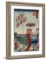 Kanasugi Bridge, Shibaura, July 1857-Utagawa Hiroshige-Framed Giclee Print