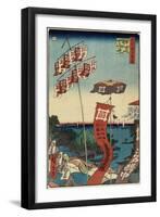 Kanasugi Bridge, Shibaura, July 1857-Utagawa Hiroshige-Framed Giclee Print